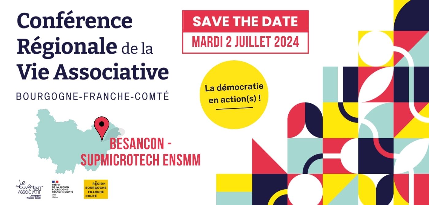 Save the Date Conférence Régionale de la Vie Associative en Bourgogne-Franche-Comté